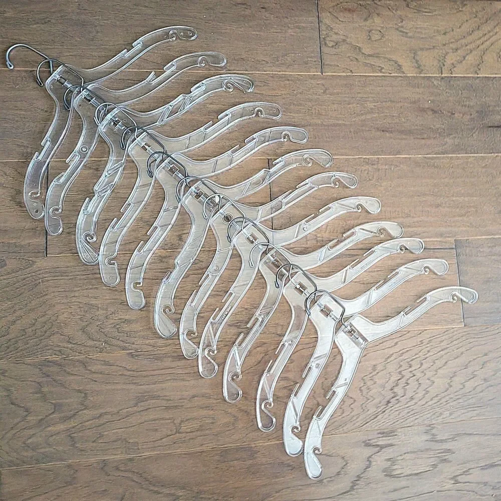 Vintage Clear Plastic Clothes Hangers Lot of 12